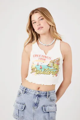 Women's Greetings From Positano Crop Top in Cream Large