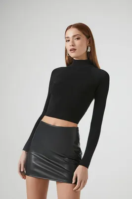 Women's Open-Back Cropped Sweater Black