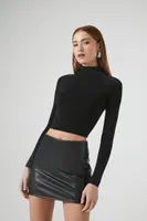 Women's Open-Back Cropped Sweater in Black, XL