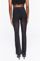 Women's Sheer Mesh High-Rise Flare Pants in Black Medium