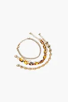 Women's Tortoiseshell Chain Bracelet Set in Gold