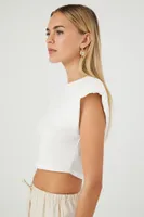 Women's Padded Cropped T-Shirt in White Small