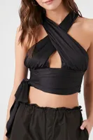 Women's Crisscross Cutout Tie Crop Top