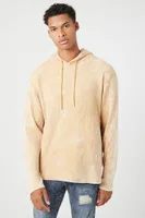 Men Garment Wash Drawstring Hoodie in Camel Large