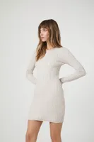 Women's Ribbed Mini Sweater Dress in Birch Small