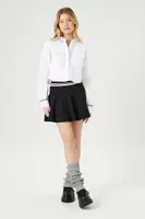 Women's Poplin Cropped Shirt in White Small