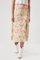 Women's Floral Print Midi Skirt in Rosewater, XS