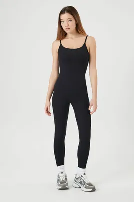 Women's Ribbed Knit Cami Jumpsuit in Black Large