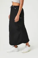 Women's Toggle Drawstring Cargo Midi Skirt in Black Medium