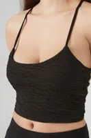 Women's Textured Lace-Back Cropped Cami Black