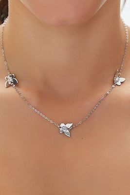 Women Upcycled Butterfly Charm Necklace in Silver