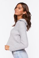 Women's Marled Half-Zip Sweater in Light Grey Medium