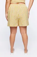 Women's Gingham Skort in Yellow Gold/White, 0X