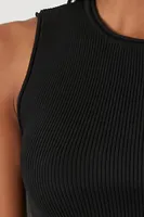 Women's Cropped Sweater-Knit Tank Top Black