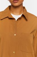 Women's Oversized Longline Poplin Shirt in Cappuccino Small