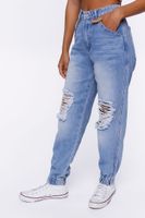 Women's Distressed Denim Wallet Chain Joggers in Light Denim, 25