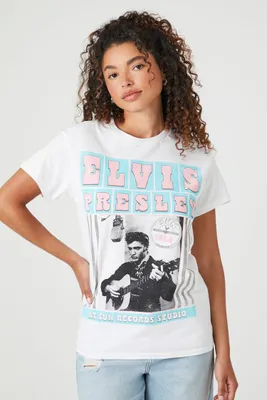 Women's Prince Peter Elvis Presley Graphic T-Shirt in White Small