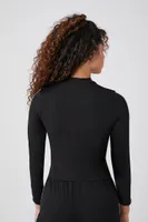 Women's Mock Neck Crop Top in Black Small