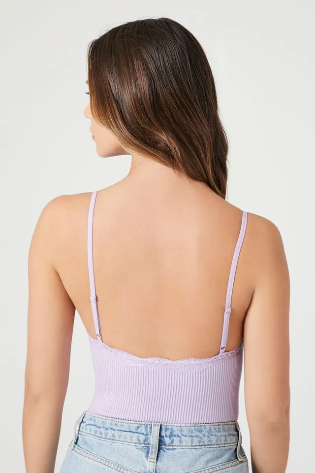 Seamless Lace-Trim Lingerie Bodysuit