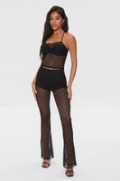 Women's Sheer Mesh Cropped Cami in Black Small