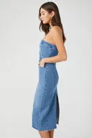 Women's Button-Front Denim Tube Dress in Medium Denim Small