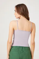 Women's Lace-Trim V-Neck Cami in Lavender Large