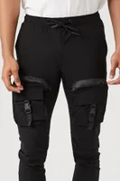 Men Utility Cargo Joggers in Black Large