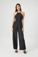 Women's Ruched Halter Wide-Leg Jumpsuit