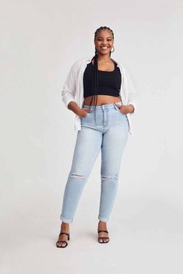 Women's Premium Boyfriend Jeans in Light Denim