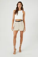 Women's Belted High-Rise Trouser Shorts XL