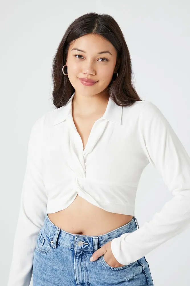 Women's Twisted Crop Top White,