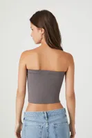 Women's Ribbed Knit Tube Top in Charcoal, XL