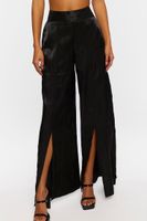 Women's Satin Split-Hem Palazzo Pants in Black Medium