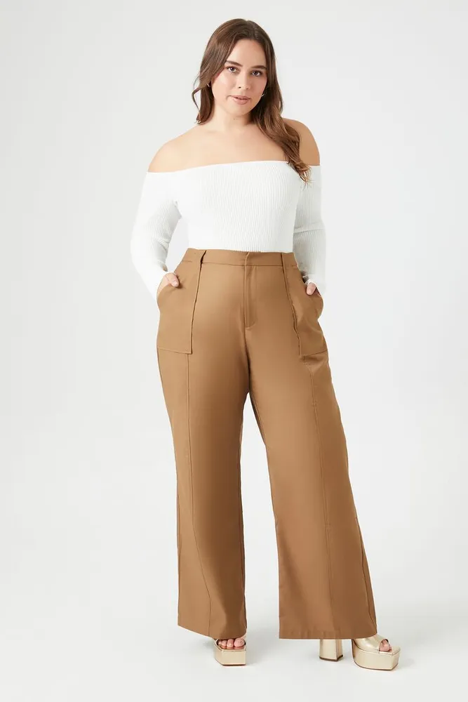 Women's Straight-Leg Pants in Khaki, 2X