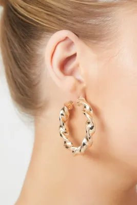 Women's Twisted Hoop Earrings in Gold