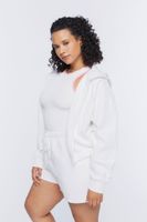 Women's Drop-Sleeve Zip-Up Hoodie in White, 0X