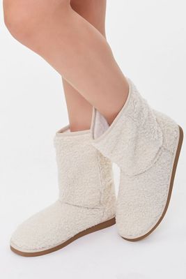 Women's Faux Shearling Slip-On Booties in Cream, 7