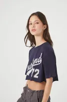 Women's Courtland Graphic Cropped T-Shirt in Navy Medium