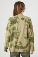 Women's Tie-Dye Long-Sleeve T-Shirt in Olive, XS