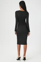 Women's Ribbed Combo Bodycon Midi Dress XL