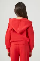 Girls Fleece Zip-Up Hoodie (Kids) Red,