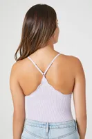 Women's Seamless Lace-Trim Bodysuit in Heather Lavender Small