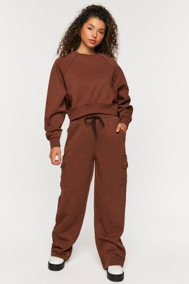 Women's Fleece Cargo Pants in Brown Large
