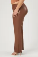Women's Faux Leather Flare Pants in Chocolate, 0X