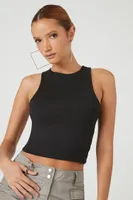 Women's Cropped Tank Top in Black, XL