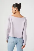 Women's Drop-Sleeve Boat Neck Sweater in Purple Small