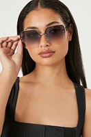 Rimless Oversized Square Sunglasses in Silver