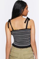 Women's Embroidered Tie-Strap Crop Top in Black/White Large