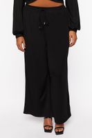 Women's Twist-Hem Top & Wide-Leg Pants Set in Black, 0X