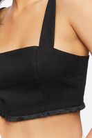 Women's Square-Neck Crop Top in Black Large